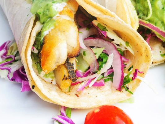 Fish tacos with avocado cream