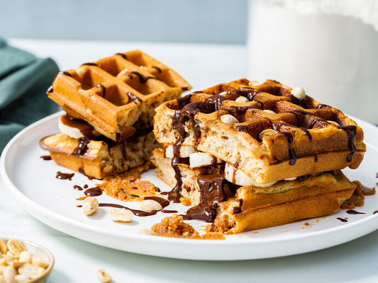 ‘Snickers’ banana waffles