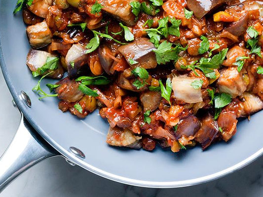 Caponata with mint and parsley