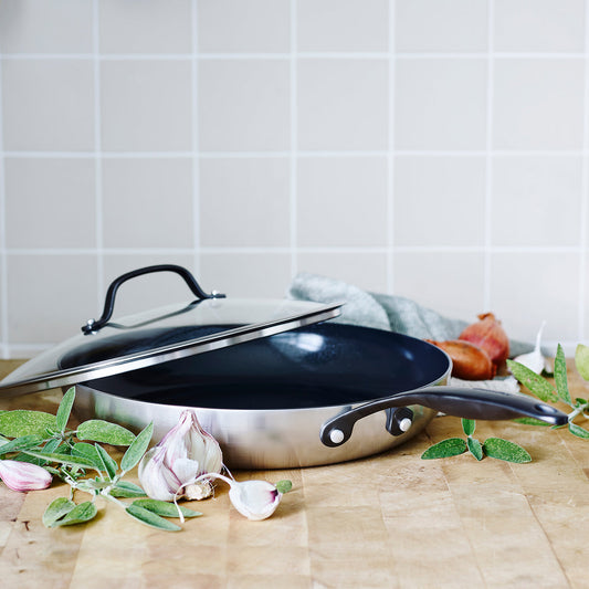 Venice Pro Noir Ceramic Non-Stick 30cm Frypan with Lid