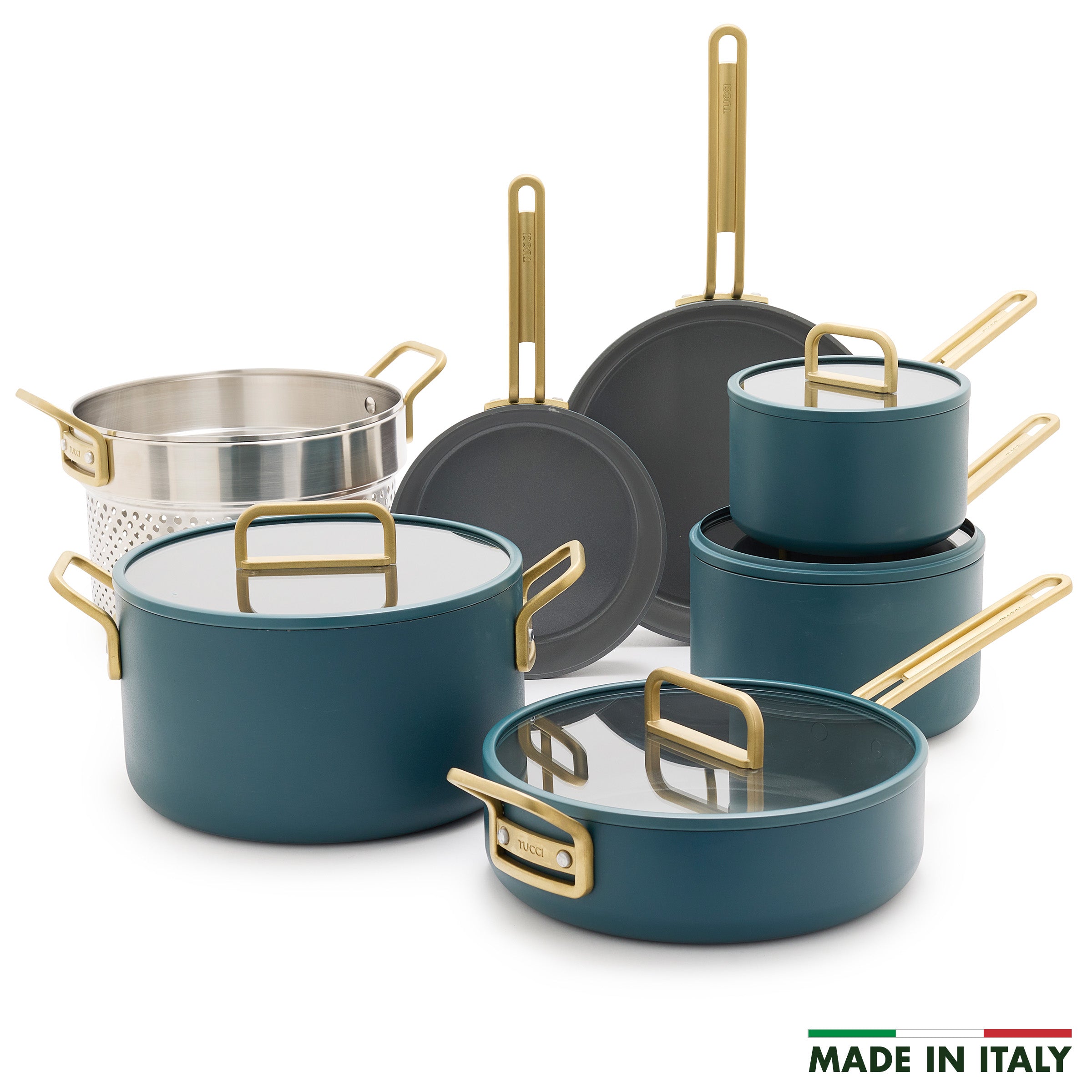 Stanley Tucci™ Ceramic Non-Stick 11-Piece Cookware Set | Venetian Teal