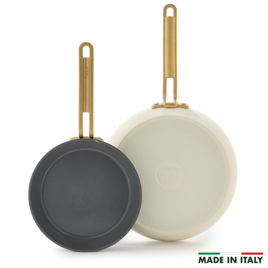Stanley Tucci™ Ceramic Non-Stick 20cm and 26cm Frypan Set | Carrara White