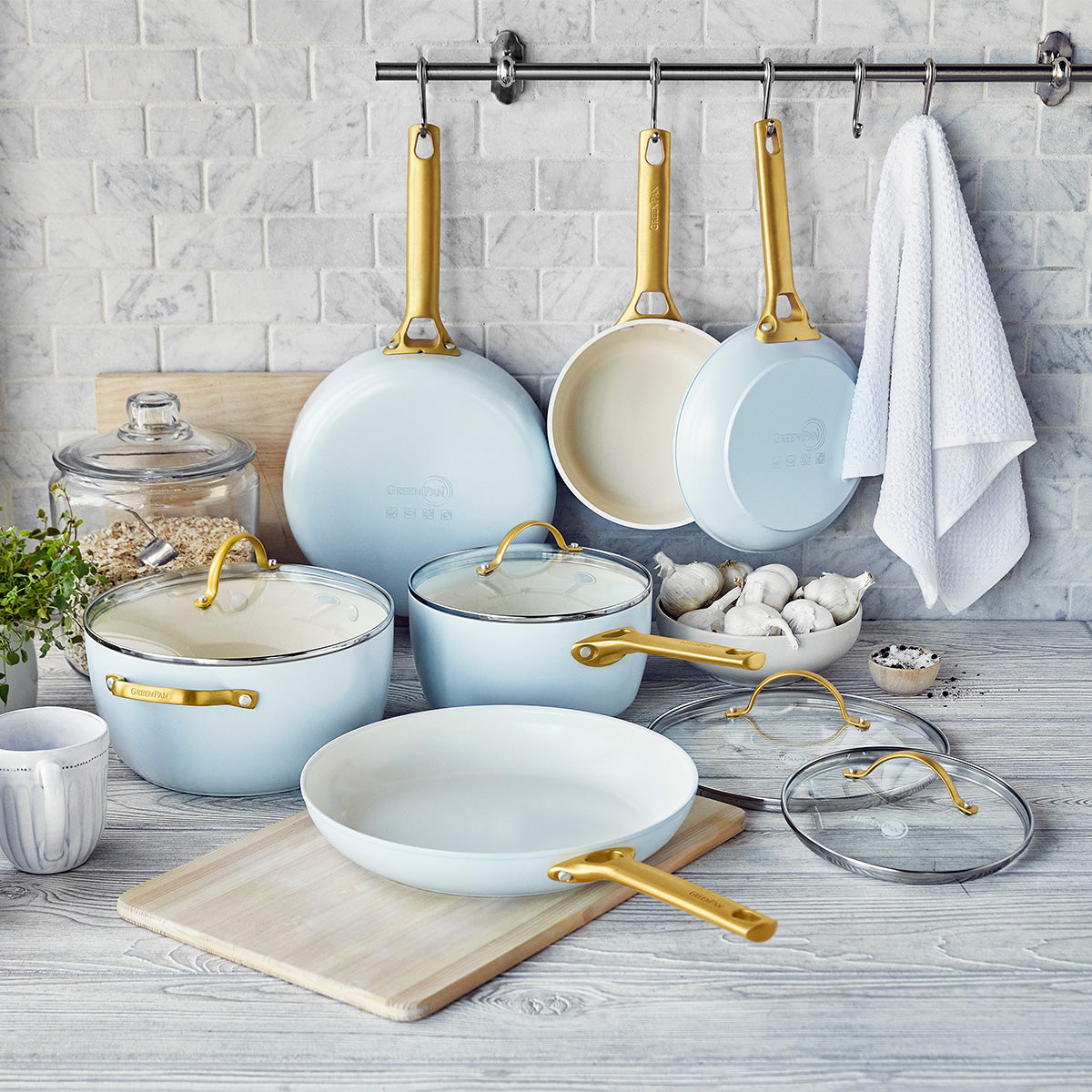 Reserve 10-Piece Cookware Set, Light Blue