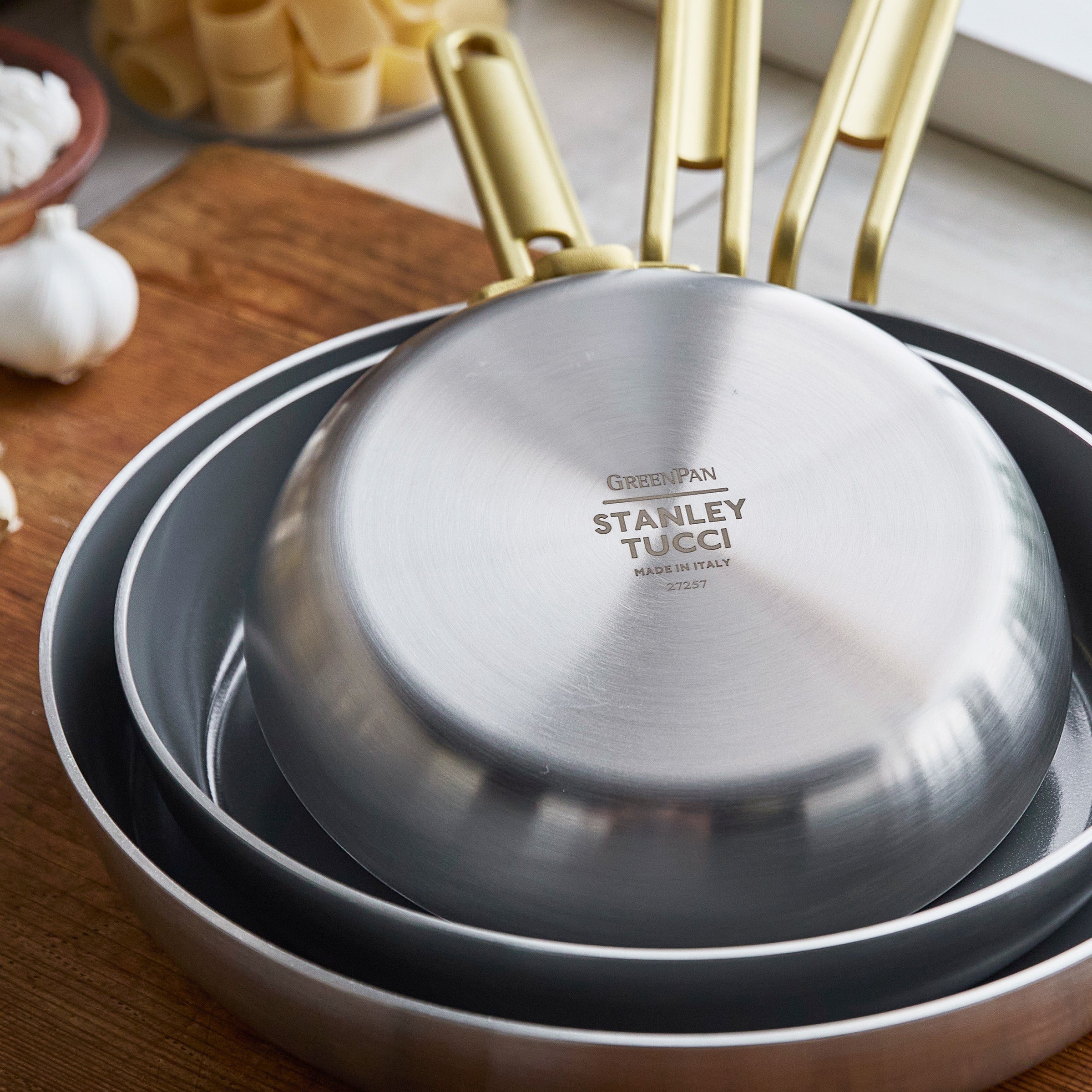 Stanley Tucci™ Stainless Steel Ceramic Non-Stick 20cm, 26cm and 30cm Frypan Set