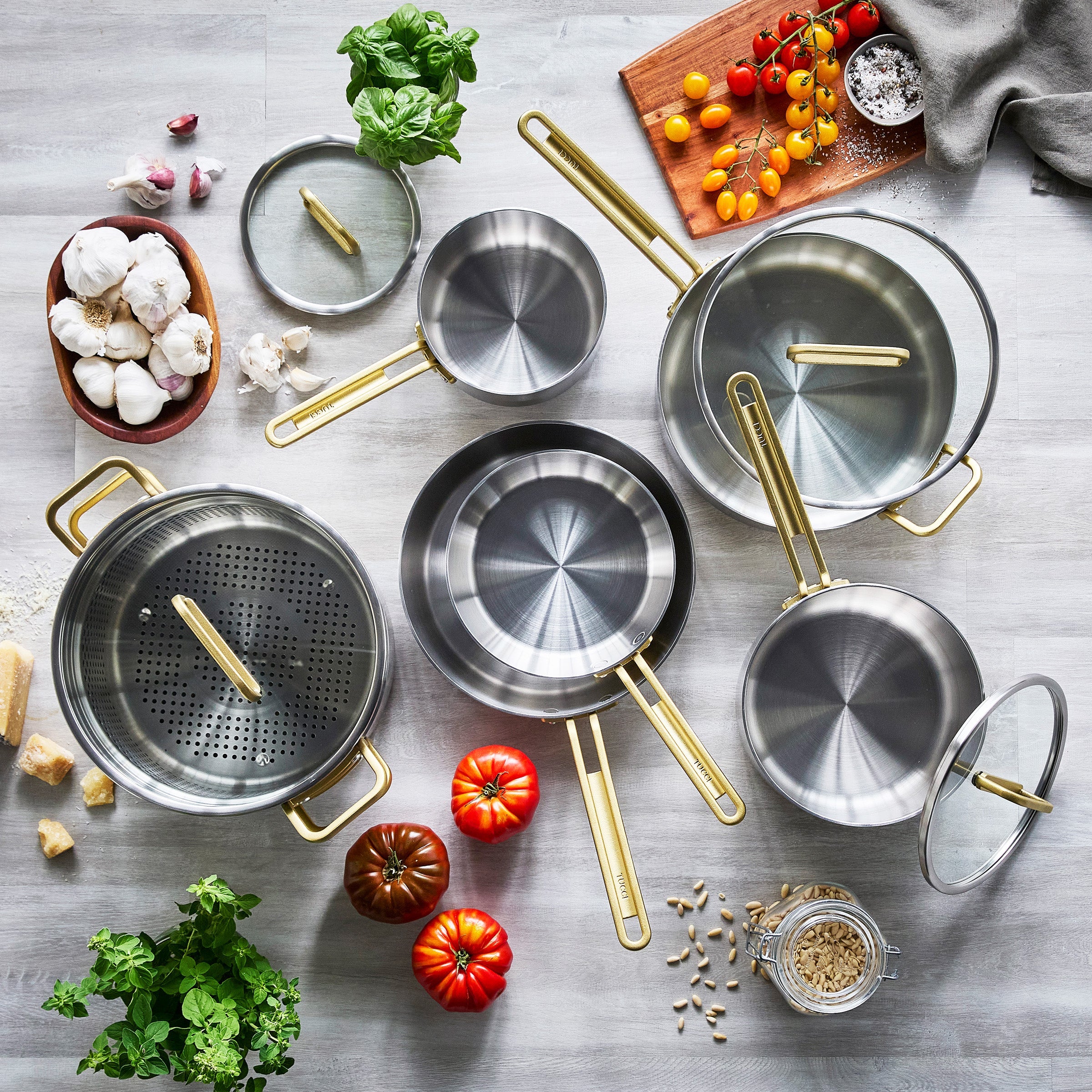 Stanley Tucci™ Uncoated Stainless Steel 11-Piece Cookware Set