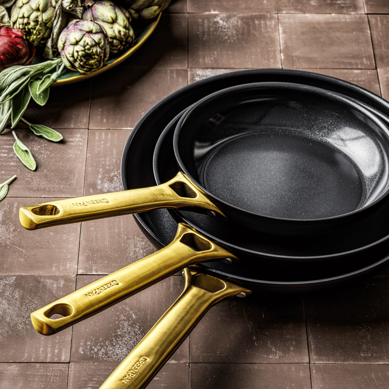 Padova Black 3pc Frying Pan Set